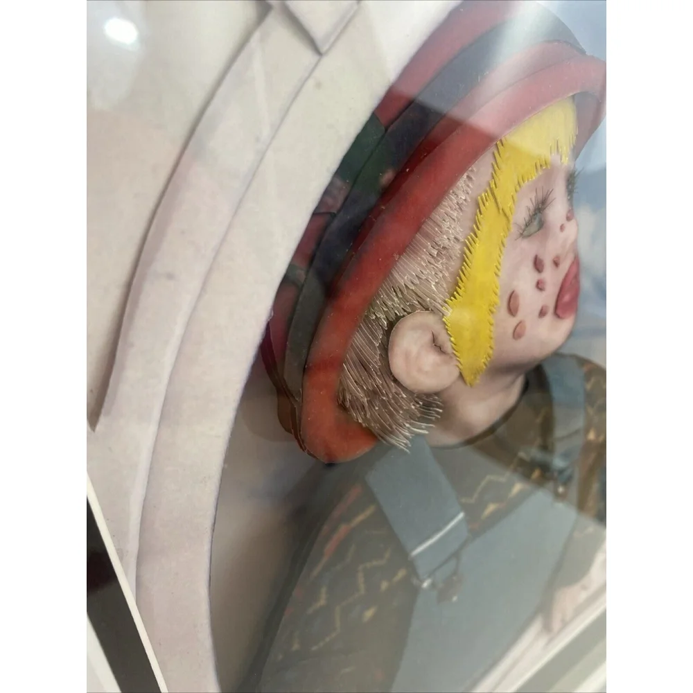 3D Paper Art Sculpture Picture Child With Clown Makeup 2003 Realistic Signed - Picture 7 of 15